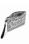 Star Embroidered Portfolio Handbag with Wrist Strap, Satin Lined Silver Clutch Bag - 4