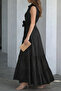 New Season Women's Sleeveless Collared Front Buttoned Waist Belted Long Tricot Dress - 5