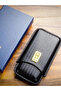 Portable Travel Cigar Case 3 Cigar Holder Humidor Storage Case Leather Cigar Tube Gift Box (Black) - 6