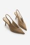 Women's Stiletto Pointed Toe Open Back Elastic Short Buckle Classic Heeled Shoes Agira Camel Suede
