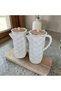 Beaded 2-Piece Porcelain Oil and Vinegar Bowl Set with Wooden Lid, Sauce Bowl for Countertop - 3
