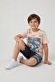 Smoked Shark Printed Crew Neck Boys' Shorts Set 23840 - 4