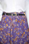 Purple Elastic Waist Patterned Chiffon Skirt - 4
