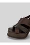 Zoryla Women's Off-White Leather Gold Buckle Thick Heeled Patent Leather Band Mini Platform Open-Front Heeled Sandals 8 cm - 4