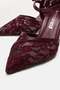 Women's Mesh Thin Heeled Shoes Bordo Skin - 5
