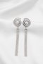 Ellipse Pearl Zircon Waterway Fringed Evening Dress Long Earrings 10.5 Cm. - 2