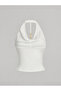 White Degaje Collar Halter Crop Blouse Metal Accessory Detailed Slim Fit Women's Blouse, Backless Sleeveless Blouse - 6