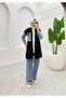 Women's 3-Piece Hijab Set with Denim Detail, Two-Thread Sporty Stylish Model N-05516 _ Black - 3