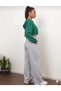 Women's Gray Wide-Leg Sweatpants - High-Waisted Relaxed Fit Two-Thread Seasonal Sweatpants - 2
