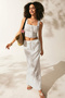 White Linen Fabric High Waist Long Skirt - 7