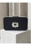 Black Z.A.R.A. Satin Crystal Stone Embroidered Chain Women's Evening Dress Bag Wedding Engagement Graduation - 4