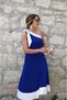 Women's One Shoulder Open Shoulders Ribbon Detailed Double Color Imported Crepe Dress - 3