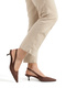 Brown Suede Pointed Toe Low-Cut Elastic 4 cm Thin Heel Open Back New Season - 4