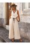 Women's Strappy V-Neck Jumpsuit with Decorative Lacing at the Waist - 2