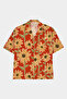 Men's Women's Relax Fit Summer Ash Collar Patterned Viscose Short Sleeve Oversize Shirt