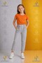 Girls' Plain Trousers 8.Mdl Elastic Waist Lycra Folded Leg Style