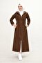 Full Length Women's Trench Coat with Stripes Inside and Zipper Front