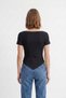 Black Boat Neck Asymmetrical T-Shirt 0459 - 3