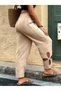 Women's High Waist Elastic Waistband Floral Patterned Trousers with Side Detail - 3