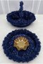 Navy Blue Bridal Henna Night Tray and Basket, Sparkling Sequin Velvet and Three-Dimensional Laser Flowers, Wedding Marriage Promise Engagement Circumcision