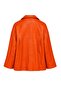 Orange Alara Zippered Perforated Patterned Women's Genuine Leather Coat with Pockets - 7
