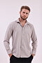Modern Regular Fit Long Sleeve Breathable Linen Textured Easy-Iron Comfortable Stone Men's Shirt - 6