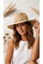 Handcrafted Blue Starfish and Seashell Embroidered Internal Adjustable Summer Beach Beige Straw Hat Premium Uv Wide Brim