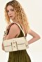 Women's White Patterned Faux Leather Shoulder Bag with Buckle Detail - 2