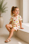 Girl's Fruit Patterned Shorts Set - Summer Cotton T-Shirt and Shorts 2-Piece Comfortable Combination 1-8 Years 100% Cotton - 4