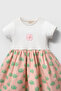 Girl's Floral Patterned Ribbed 100% Cotton Short Sleeve Summer Dress - 3