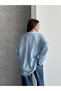 Women's Blue Oversize Shirt with Buttons, Loose Cut, Long Sleeves, Cuff Detail, Stylish Shirt - 2