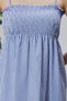 Patterned Cotton Long Summer Women's Dress with Shoulder Straps and Gathered Details - 8