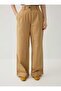 Double Leg Detailed High Waist Trousers - Camel - - 3
