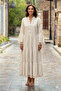 Cream Color Tasseled Linen Dress - 5