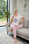 V-Neck Long Comfortable Cotton Pajama Set 41703 Pink - 4