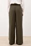 Khaki Pleated Palazzo Women's Trousers - 4