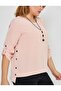 Stylish Large Size Blouse with Snap Detailed Necklace - 2