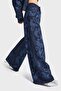 İts Basic Women's Dark Blue Color Palazzo Fit Shiny Stone Patterned Special Design Denim Jeans - 2