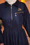 Navy Blue Zippered Denim Dress - 4