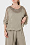 Guipure Detailed Silk Blend Casual Blouse Bluz 690274 - 5