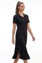 Women's Midi Length Modal Dress with Snap Detail on Collar and Skirt - 6