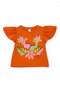 Girl's Dinosaur Printed Cotton T-Shirt 2-8 Years Orange