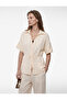 Viscose Fabric Classic Collar Tie Detail Short Sleeve Oversize Shirt