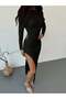 Women's Black Backless Slit Long Dress – Azalea Model Stylish and Fit Design - 6