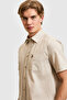 Men's Stone Short Sleeve Linen Blend Shirt 50319023-Vr049 - 2