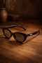 Dalia Unisex Women's Cat Eye Sunglasses Bone Uv400 Retro Vintage Gold Detail - 4