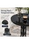 Patio Round Table Opaque Tempered Glass top - Outdoor Table, Outdoor Side Table, Metal Coffee Table for Outdoor Patio, Balcony, Poolside, living room Table - Opaque - 5