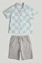 Checkerboard Shirt and Shorts Outfit