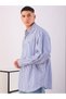 Men Blue Oversized Striped Shirt - 5