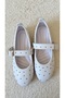 Women's White Studded Mary Jane Ballerina Buckle Flat Sole Shoes - 3